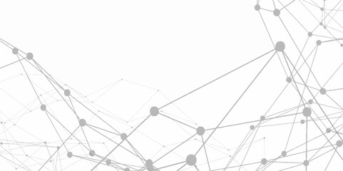 Technology abstract white digital background of points and lines. Connection science background Grey Mesh. Abstract backgrounds of molecules light gray lines digital technology concept network connect