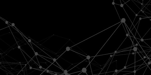 Abstract technology connection network of particles and lines. Global network Futuristic grid artificial intelligence connections. Plexus of lines and dots and connected particles Vector