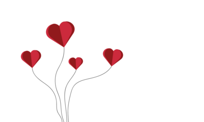 Bouquet of heart balloons on white background for Valentine's Day. graphic design.PNG