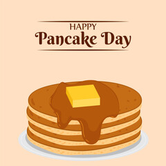 Vector illustration of Happy Shrove Tuesday social media feed template
