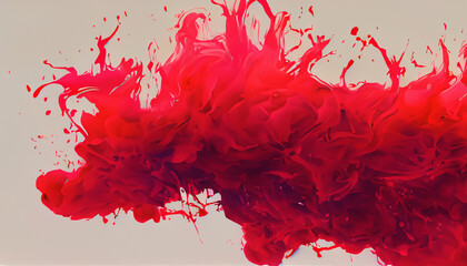 Abstract red  mix  Colored inks splash in water background