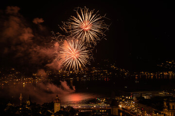 Neujahrsfeuerwerk in Luzern, Schweiz