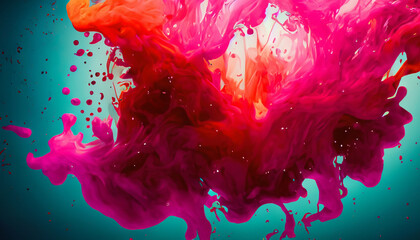 Abstract red  mix  Colored inks splash in water background - obrazy, fototapety, plakaty
