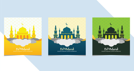 Eid Mubarak Festival Greeting Background Design Vector Illustration. Eid Mubarak letter calligraphy banner design template.