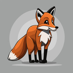 Obraz premium Cute red furry cartoon fox, illustration vector 10 eps.