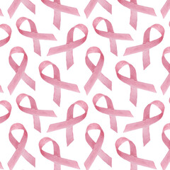 Watercolour illustration of waving ribbon pattern. Hand drawn watercolor print on white backdrop, isolated pattern for design.World cancer day.