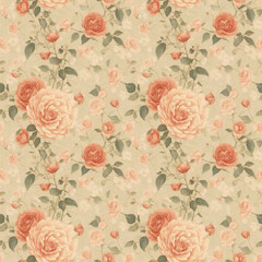 Vintage Flower Wallpaper - generative ai, &uuml;retken yapay zeka, 