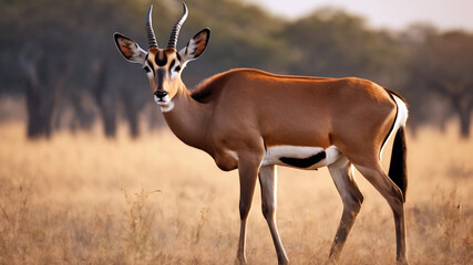 Magnificent antelope impala in savannah. Antelop animal portrait. digital art