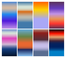 Fototapeta premium Bold Gradient backgrounds for depth and dimension of design, Colorful mirage, Sunset in Futuristic and brutalism style, Abstract blur