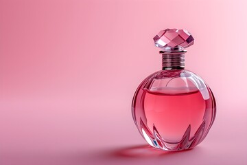 Crystal Perfume Bottle on Soft Rose Background