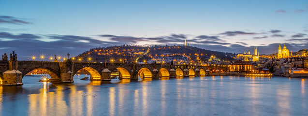 Prague, Prague Castle, Charles Bridge, Vltava River, monuments, architecture, history, winter,...