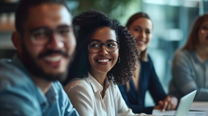 Multi Ethnic business people working together in the office, generative AI