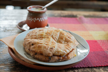 Lepinja, a traditional flat bread from Serbia, a yeast-raised, spongy flatbread that's popular all over the Balkans and similar to pide or pitta. 