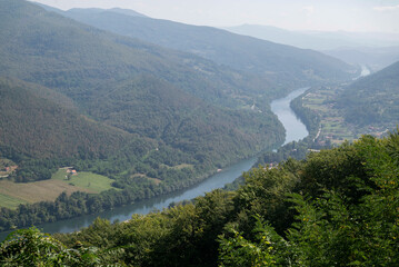 The Drina river, view from Tara national park, Serbia