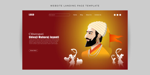Vector illustration of Chhatrapati Shivaji Maharaj Jayanti Website landing page banner Template