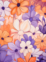 Abstract purple and orange floral background 