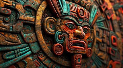 Obraz premium Pagan ornament of a tribe Maya. stone texture