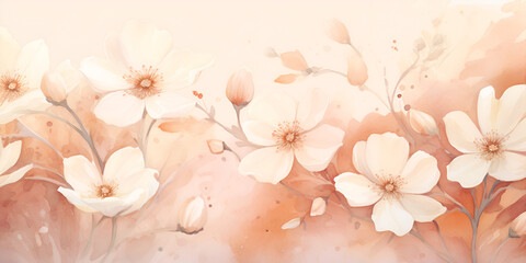 Pastel spring flowers on abstract pastel background 