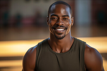 Fototapeta premium Happy Black Man on a Basketball Court