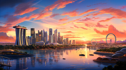 Obraz premium sunset over the city