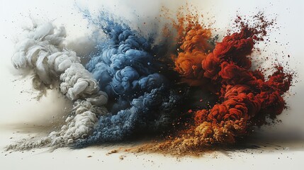 Explosive Powder Burst in Blue and Orange