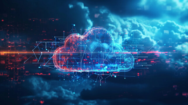 A cloud with multiple layers of security firewalls, Cloud Security, dynamic and dramatic compositions, with copy space