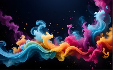 Chromatic Elegance: A Dark Background Illuminated by Vibrant Smoke Patterns.