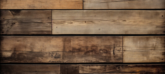 Naklejka premium Varied shades of brown on reclaimed wooden plank wall texture