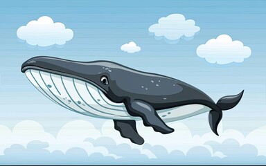 whale swimming above the free sky clouds