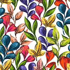 Seamless pattern with decorative plants. Illustration for the design of fabric, wrapping paper, wallpaper and other.	
