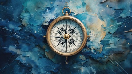 compass rose and compass watercolor
