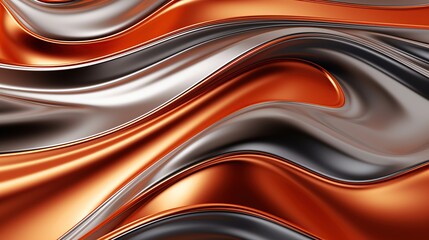 Metal chrome liquid wave texture. 3D liquid metallic texture with highlight and shimmers for banner background design. Generative AI