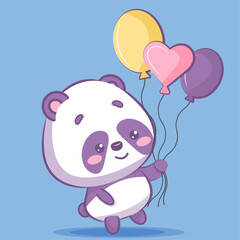 Cute panda with balloons, St. Valentie's Day design
