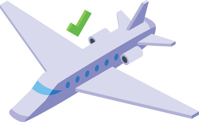 Secured aircraft icon isometric vector. Viral security. Cleaning care medical