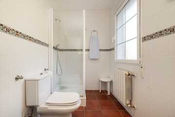 Small modern design bathroom with aluminum window,