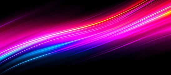 abstract neon lines background with glowing pink and blue lights