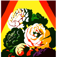 Illustration of a bouquet of flowers with the flag of Belgium AI generated