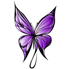purple butterfly, can be used as a sticker or ornament, which can be edited