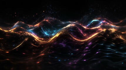 abstract fractal background with glowing particles in space