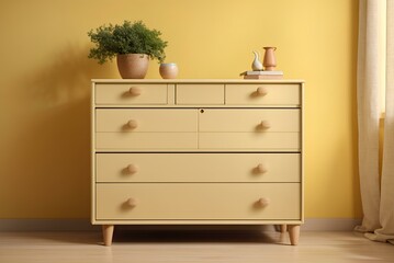 minimalist yellow wooden chest of drawers