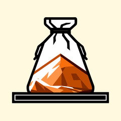 Illustration of a bag of gold in a flat style. Vector illustration. AI generated