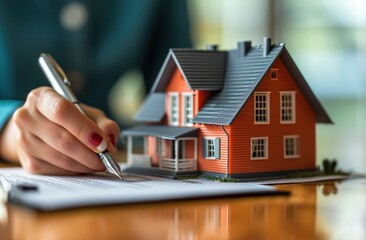 A person home contract signing with a pen, home loan paperwork picture