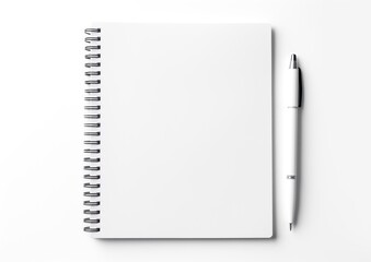 Blank notepad and pen on white background, education paperwork picture