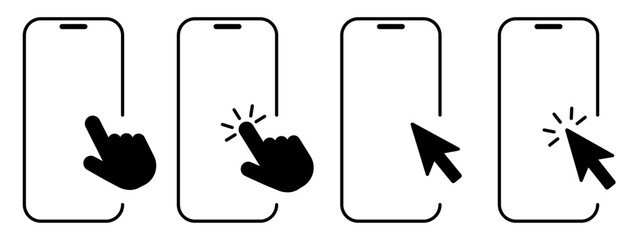 Touch screen icons. Click on the smartphone. Vector illustration EPS 10 - obrazy, fototapety, plakaty
