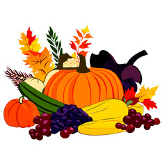Autumn harvest isolated on a white background. Vector illustration in flat style. Generative AI