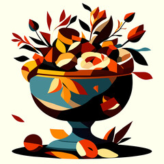 Autumn bouquet of flowers in a vase. Vector illustration. Generative AI