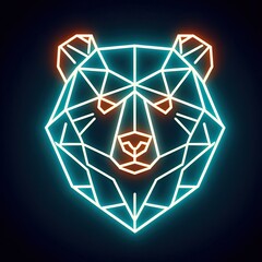 Neon Wilderness: Graphic Illustration of a Bear in Vibrant Geometric Abstraction