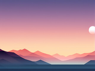 Fototapeta premium sunset in mountains minimalistic backdrop 