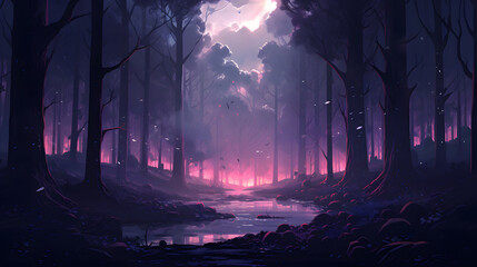 Colorful and beautiful magical forest illustrations - obrazy, fototapety, plakaty