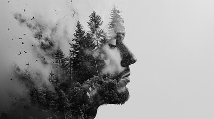 Experiment with double exposure techniques to merge two distinct elements into a single image. Generative AI - obrazy, fototapety, plakaty